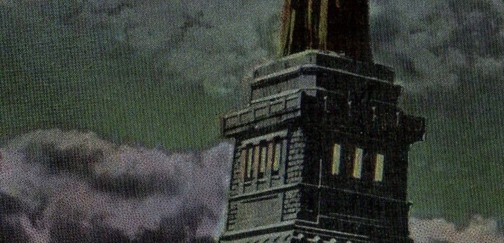 VINTAGE POSTCARD Statue of Freedom Rules off Liberty by night New York City