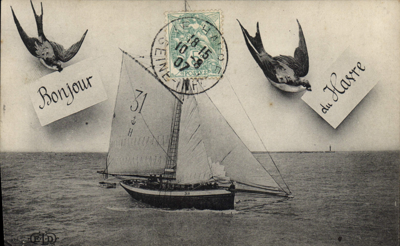 CPA Bateau de peche Bonjour du Havre 