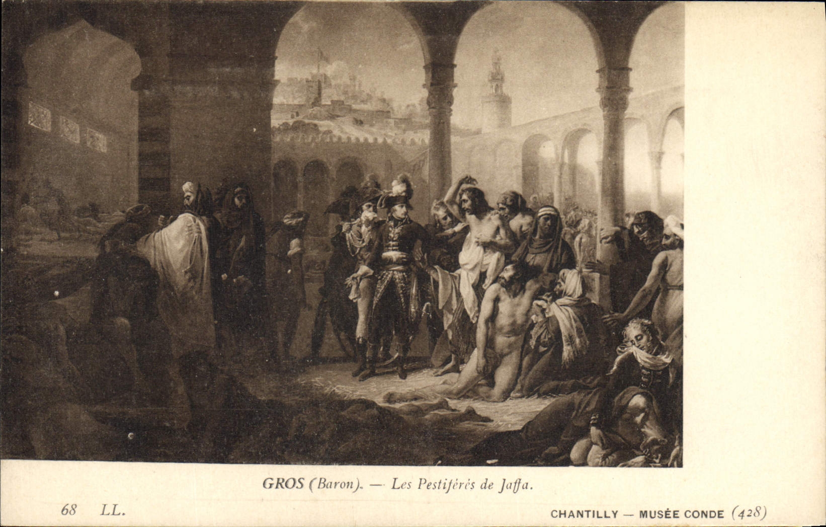 VINTAGE POSTCARD Napoleon History 1st Large the pestiferous ones of Jaffa Chantilly Museum Cop