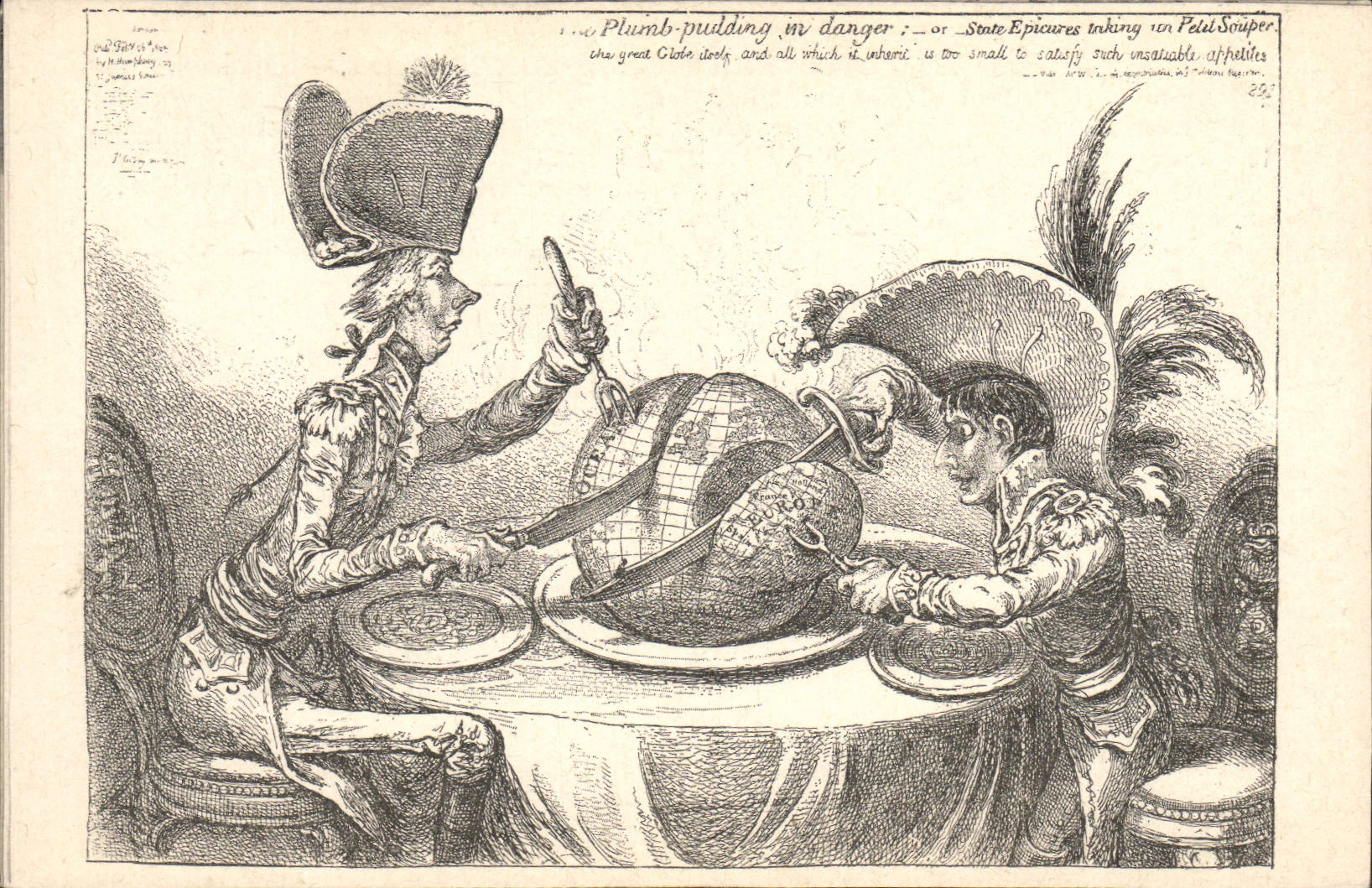 VINTAGE POSTCARD Napoleon History the 1st plum pudding in danger