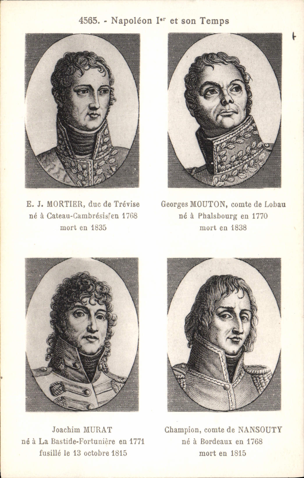 Ovejas Murat Nansouty del mortero de la historia de Napoleon de la POSTAL de la VENDIMIA 1ras