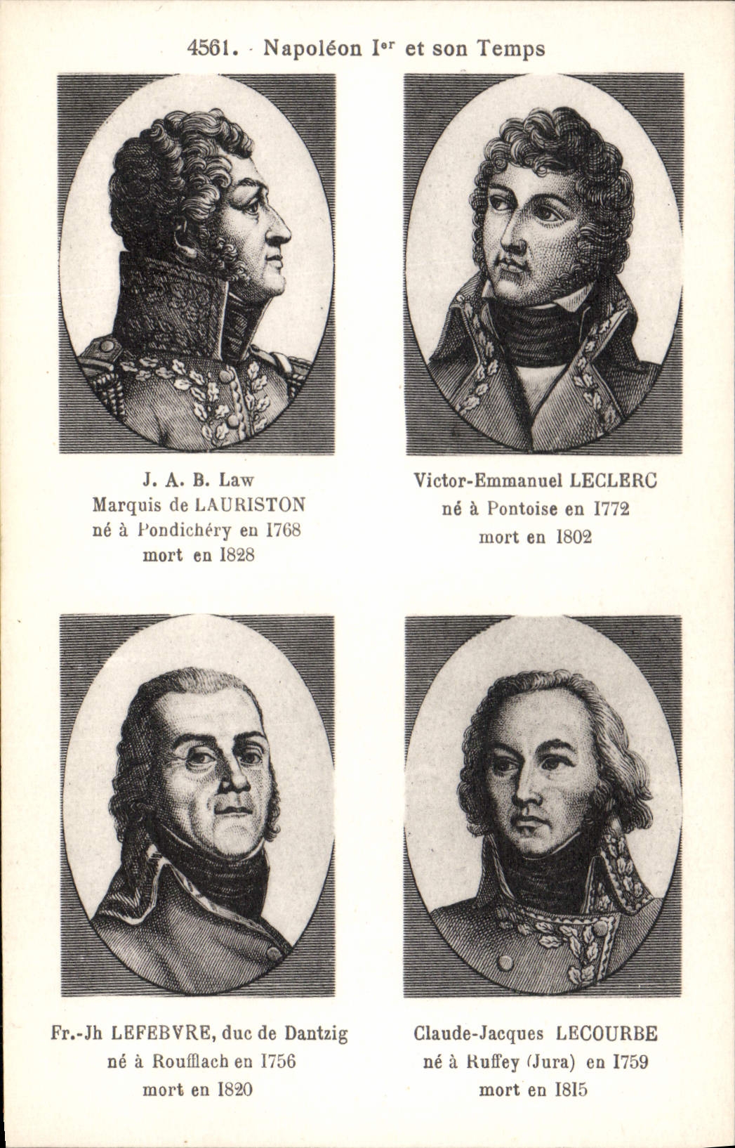 VINTAGE POSTCARD History Napoleon 1st Lauriston Leclerc Lefebvre Dantzig Lecourbe