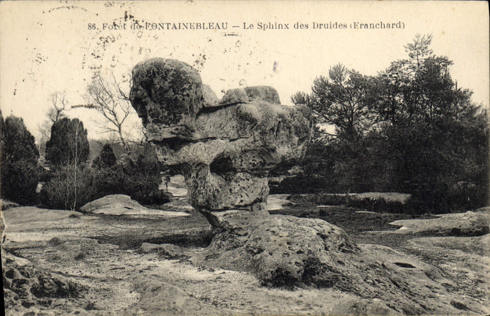 VINTAGE POSTCARD Fontainebleau the sphinx of the Franchard Druids