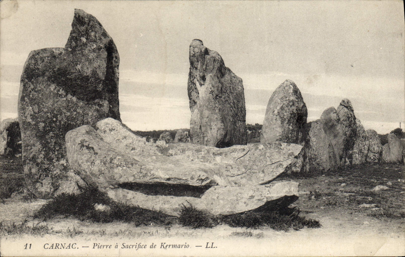 VINTAGE POSTCARD Carnac Pierre has sacrifice of Kermario