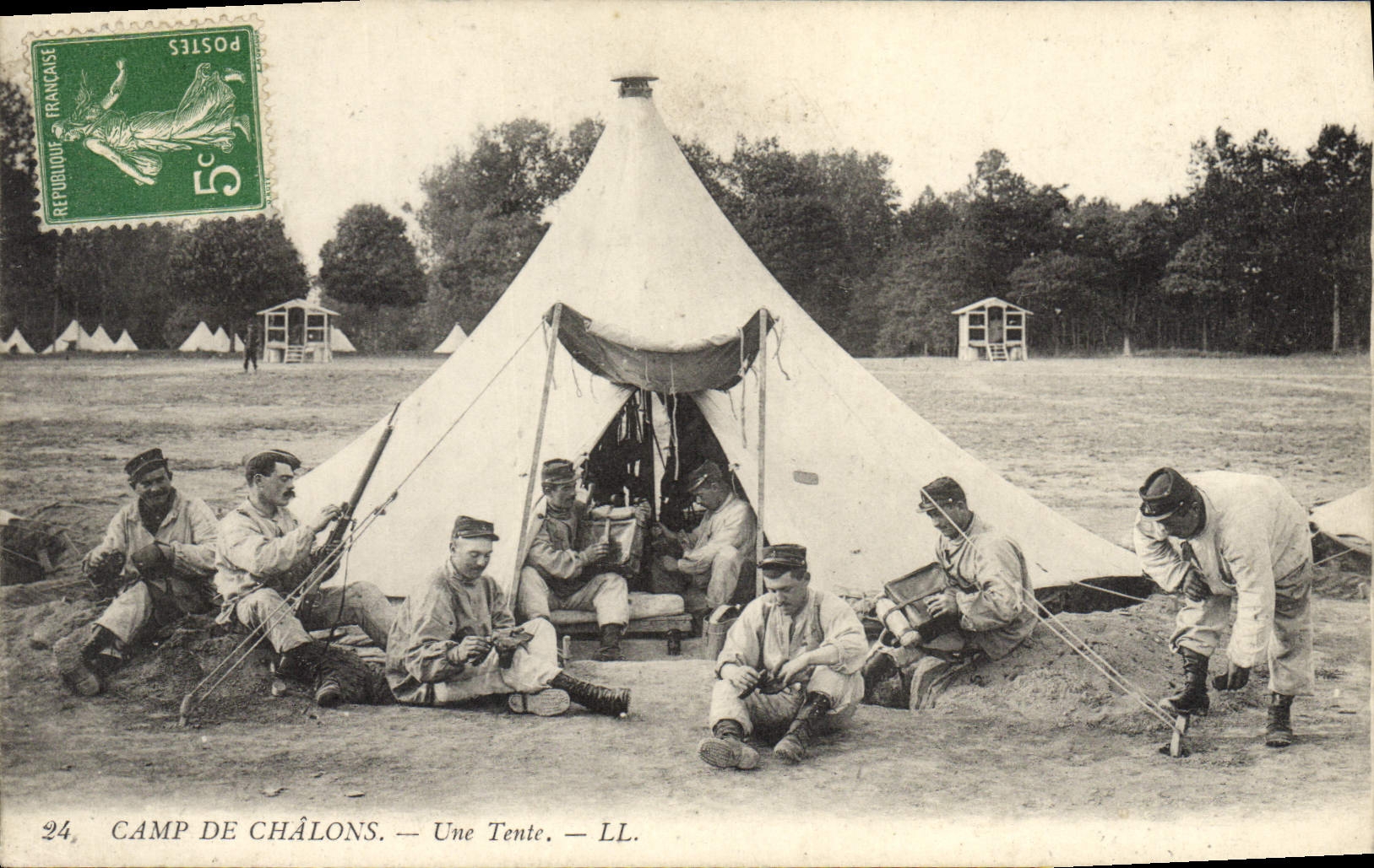 VINTAGE POSTCARD Militaria Camp of Trawl-nets a tent