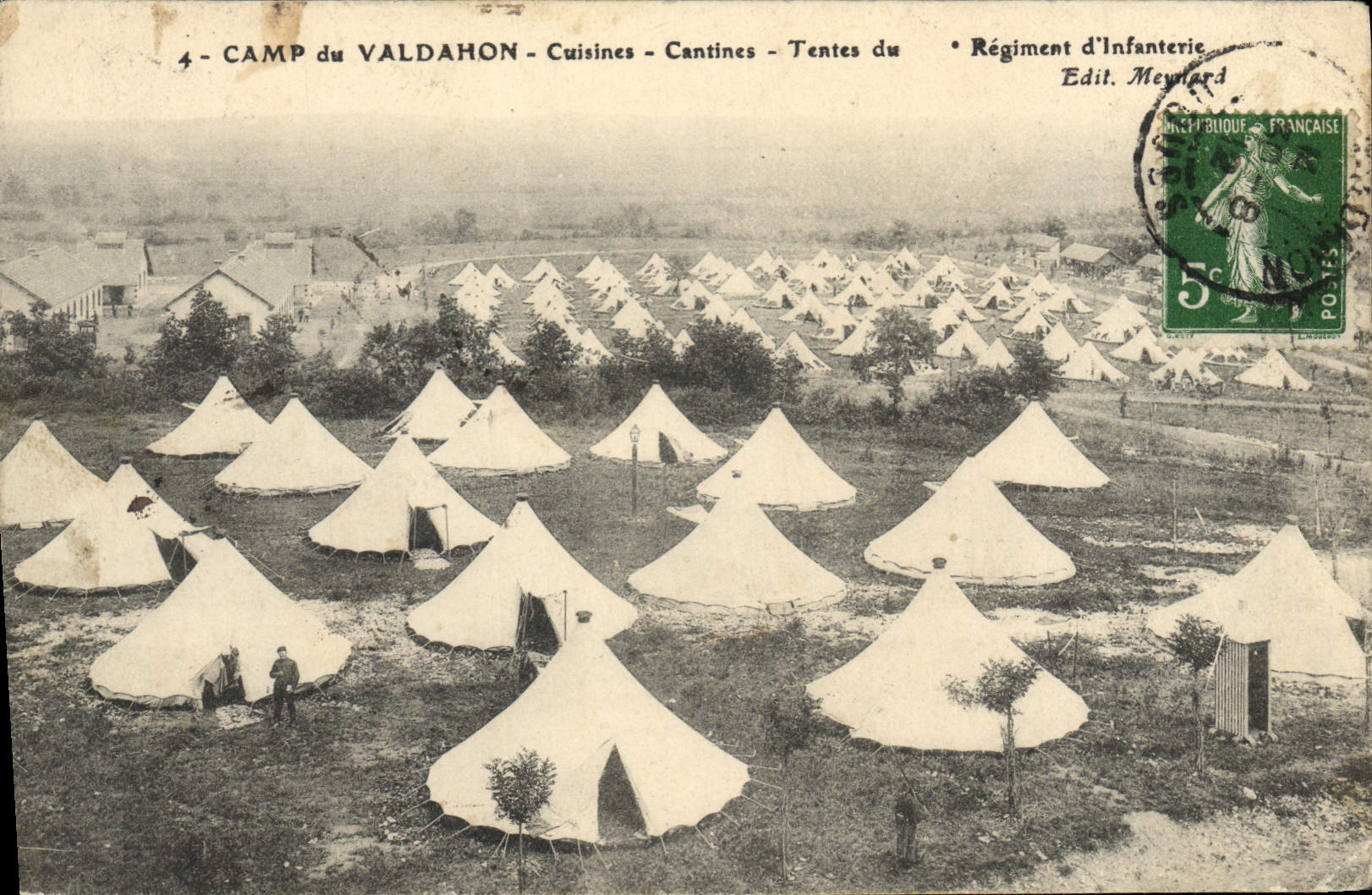 CPA Militaria Camp du Valdahon Cuisines Cantines Tentes du regiment d'infanterie