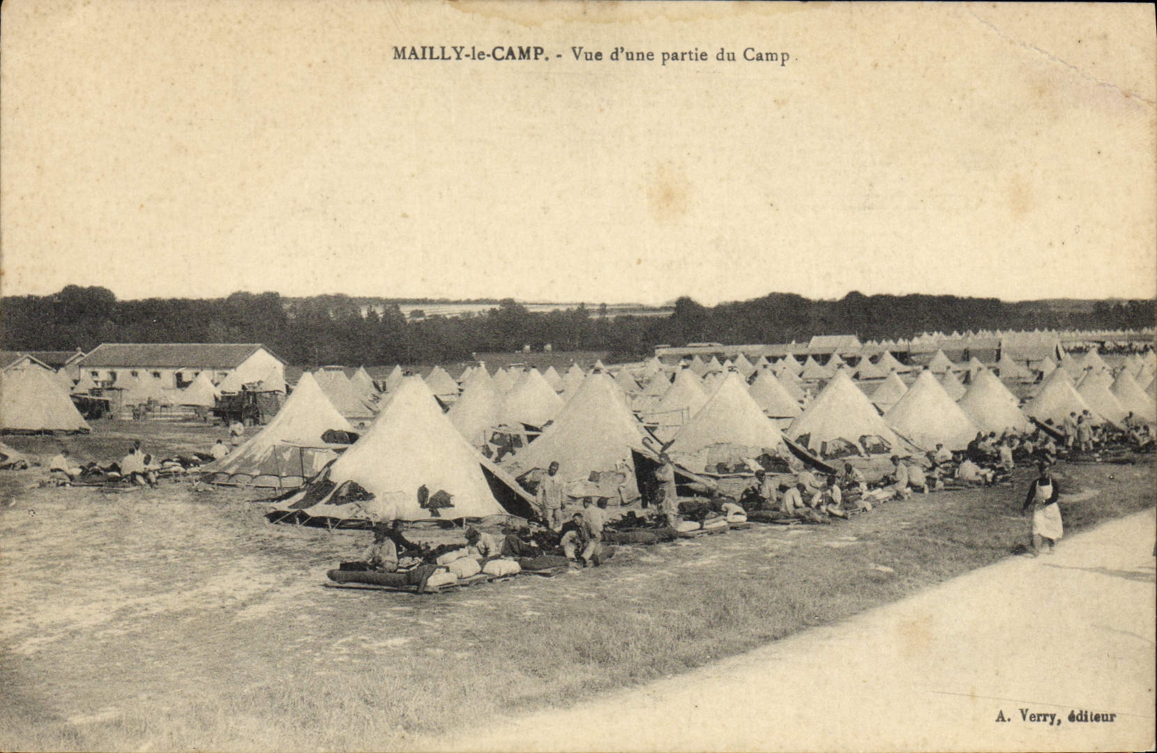VINTAGE POSTCARD Militaria Mailly the Camp Seen of part of the camp