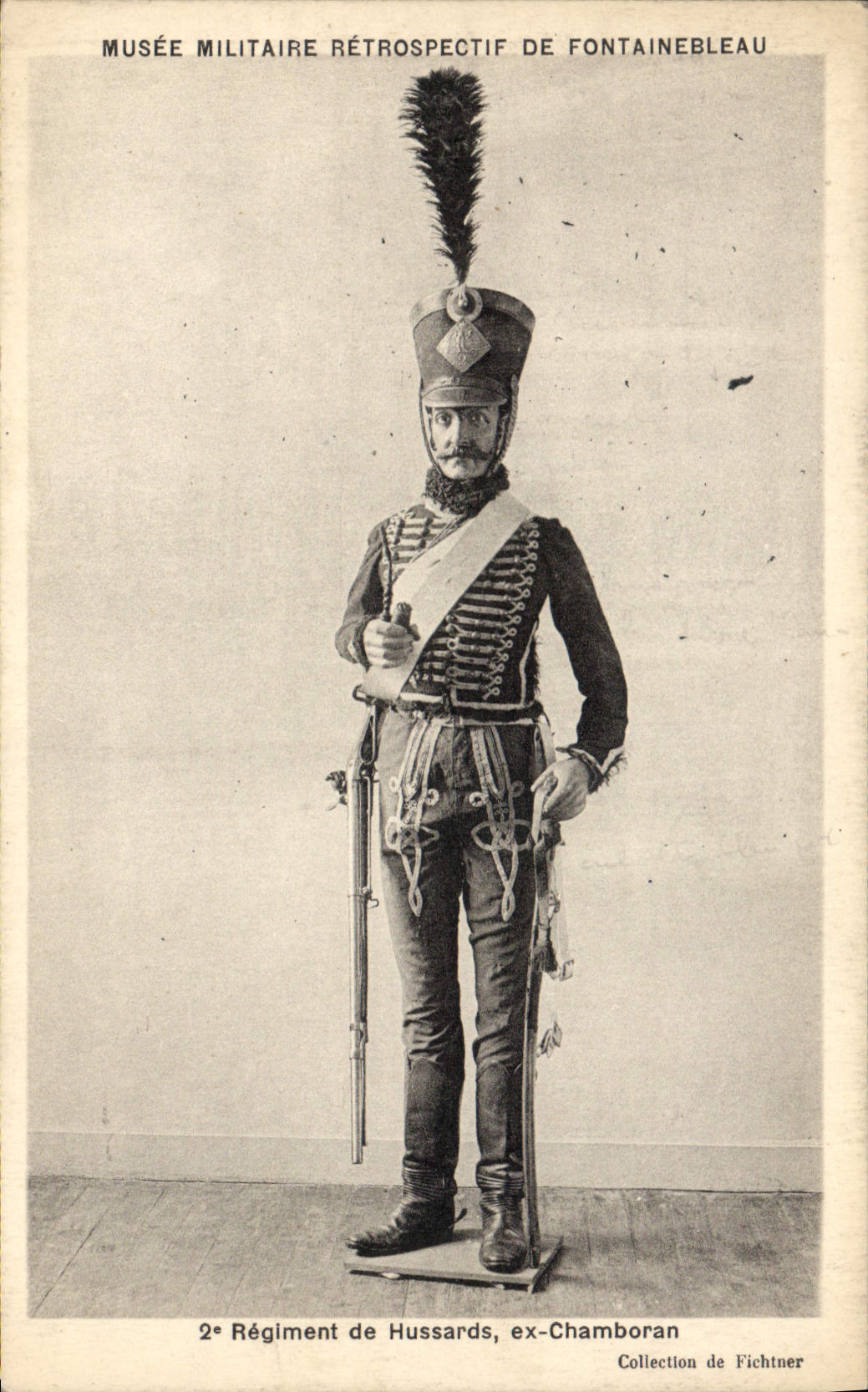 VINTAGE POSTCARD Militaria Fontainebleau Museum 2nd regiment of Hussards ex Chamboran