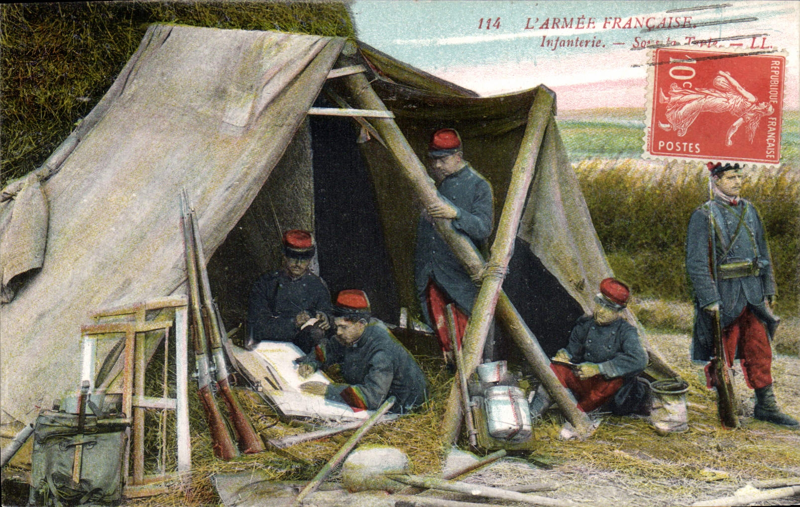 CPA Militaria Infanterie Sous la tente