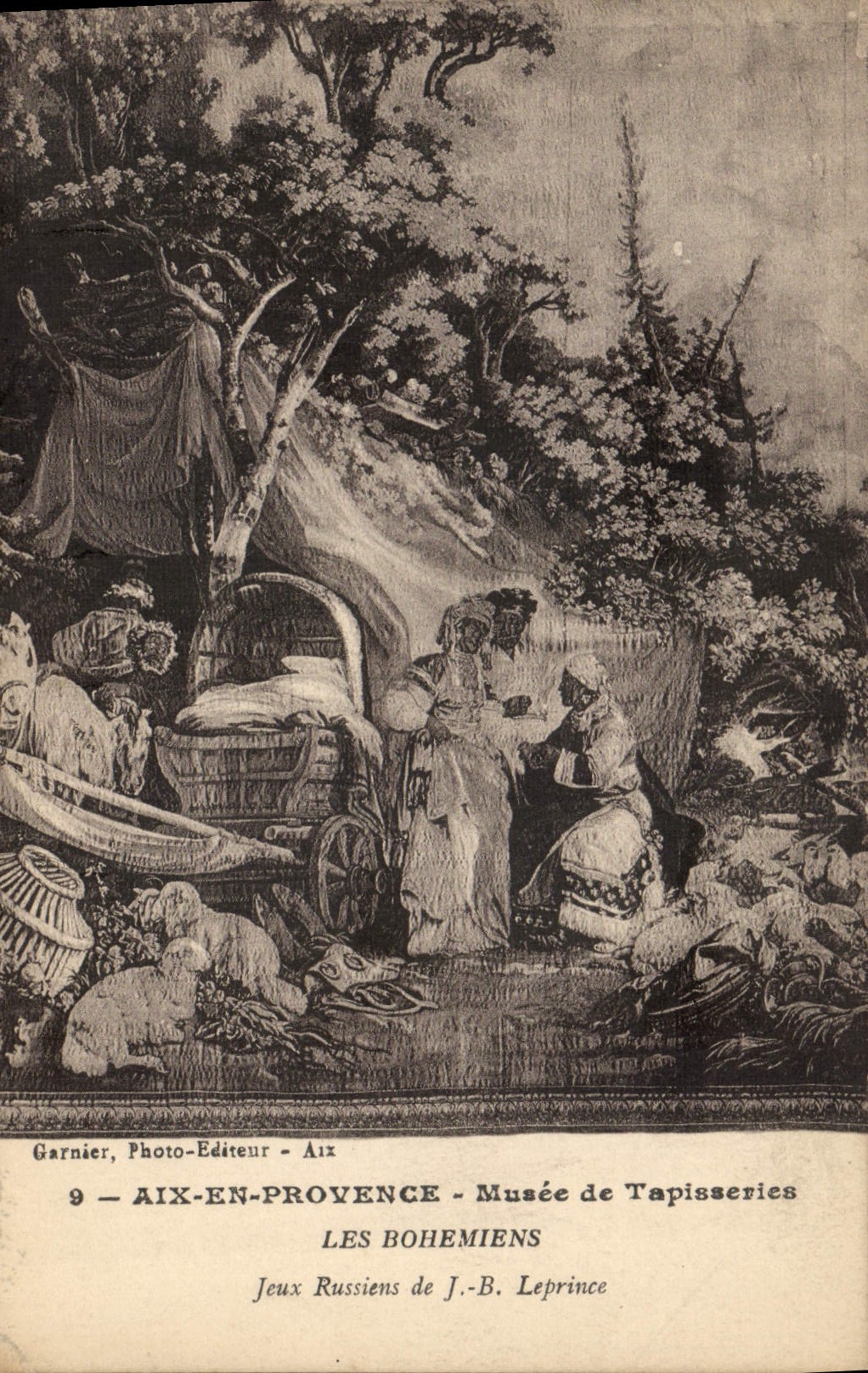 VINTAGE POSTCARD Aix in Provence Museum of tapestries the gipsies Jean Russiens JB Leprince Gipsy