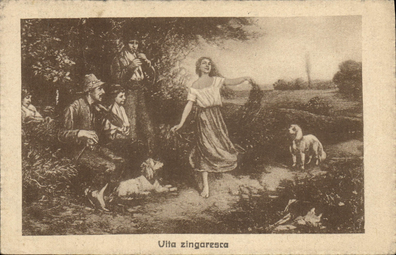 VINTAGE POSTCARD Uita zingaresca Gipsy Dog