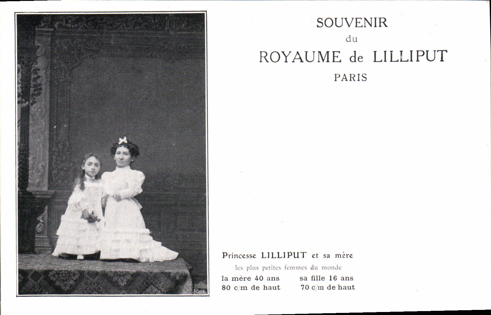 Reino del enano de la POSTAL de la VENDIMIA de la princesa de Lilliput del lilliput y de su madre