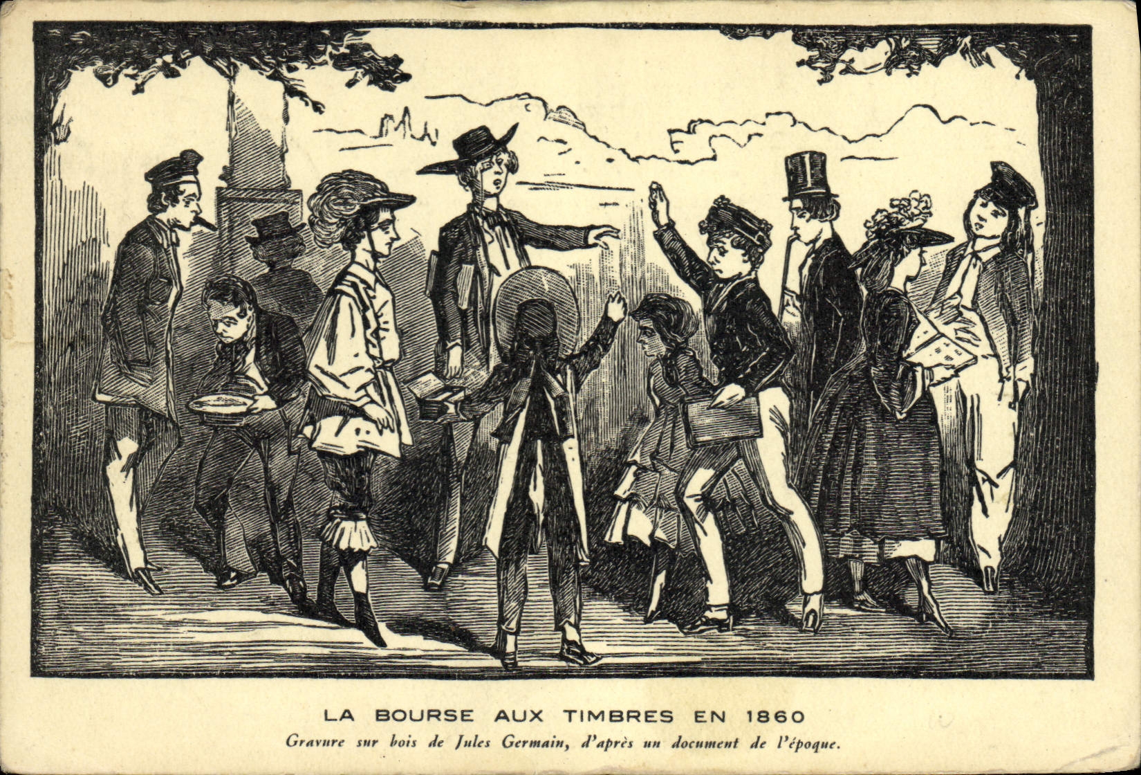 La POSTAL de la VENDIMIA el mercado de la estampilla en París 1860 ajusta Marigny