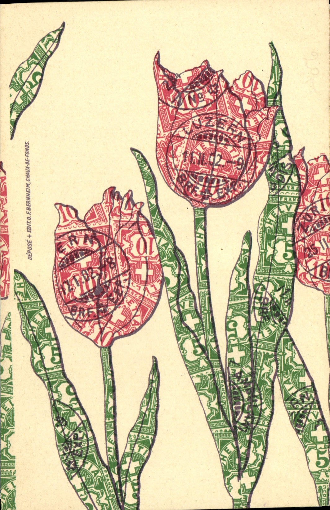 VINTAGE POSTCARD Swiss Flowers