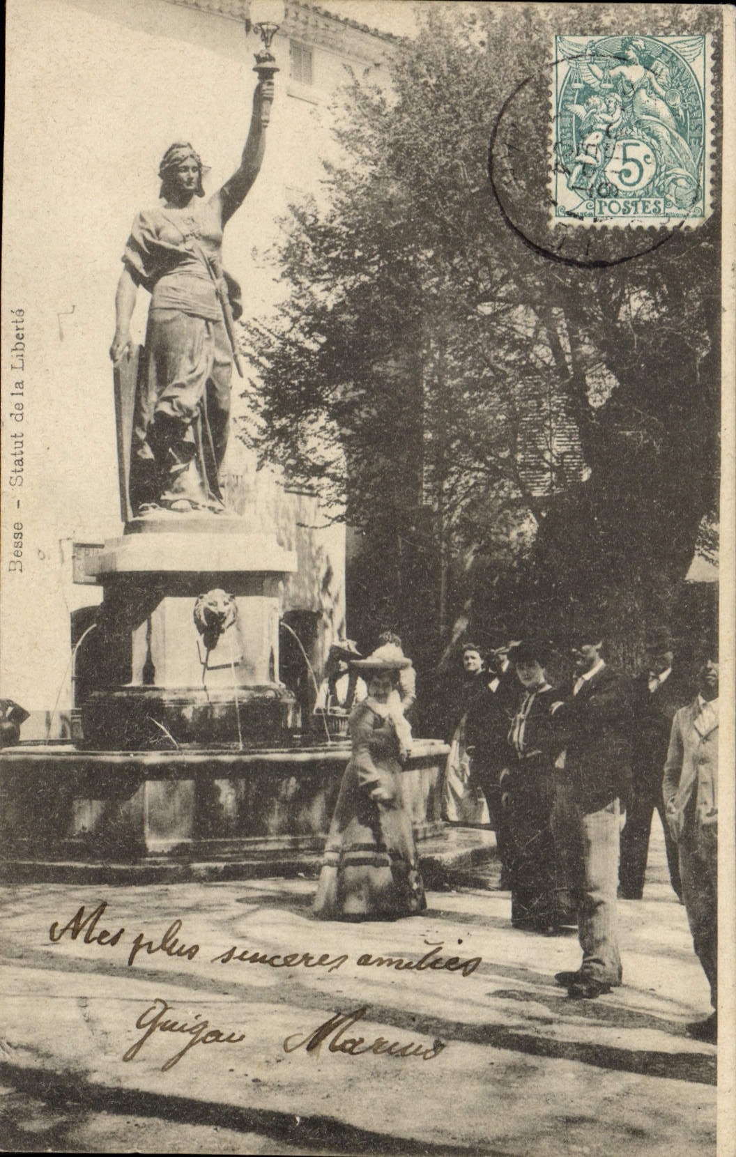 VINTAGE POSTCARD Statue of Besse freedom