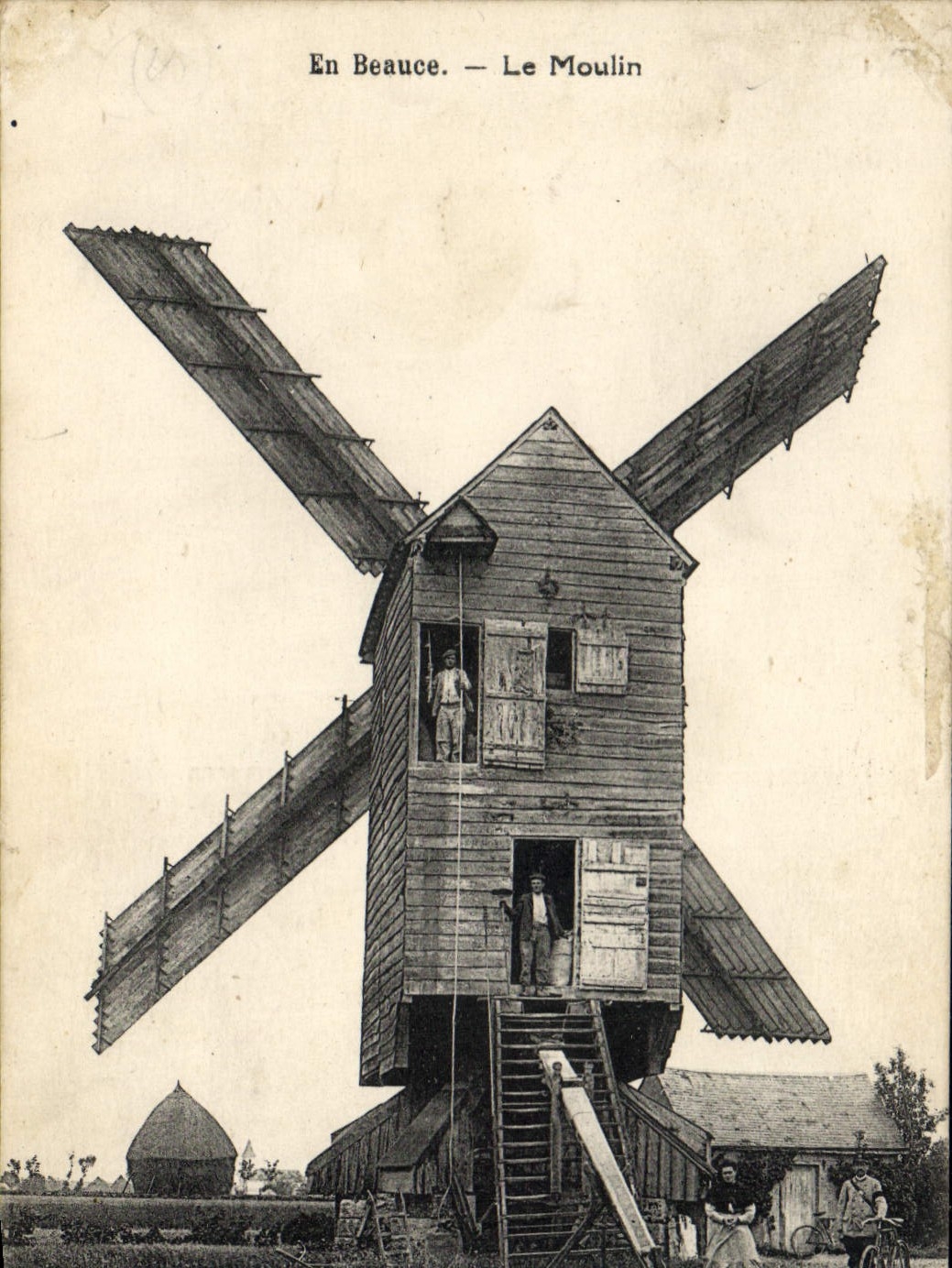 POSTAL de la VENDIMIA en Beauce el molino de viento