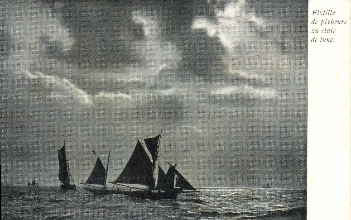 CPA Bateau de Peche Flotille de pecheurs au cleir de lune