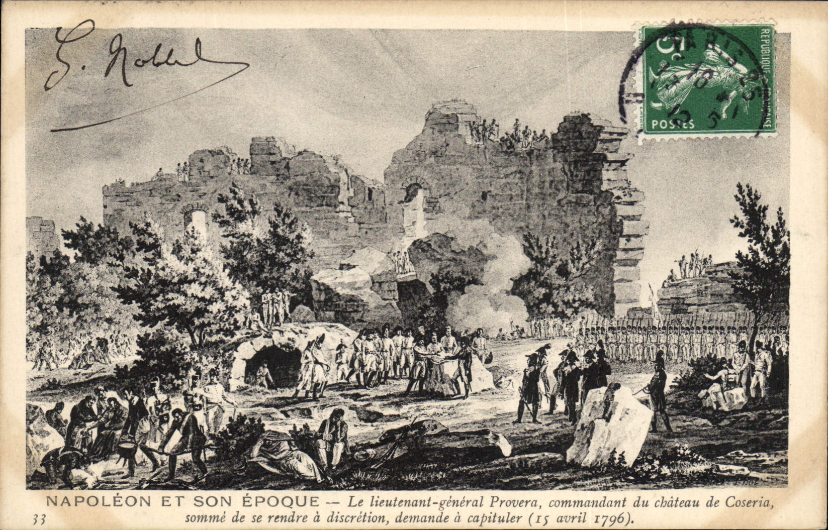 VINTAGE POSTCARD Napoleon 1st general Lieutenant Provera asks has to capitulate