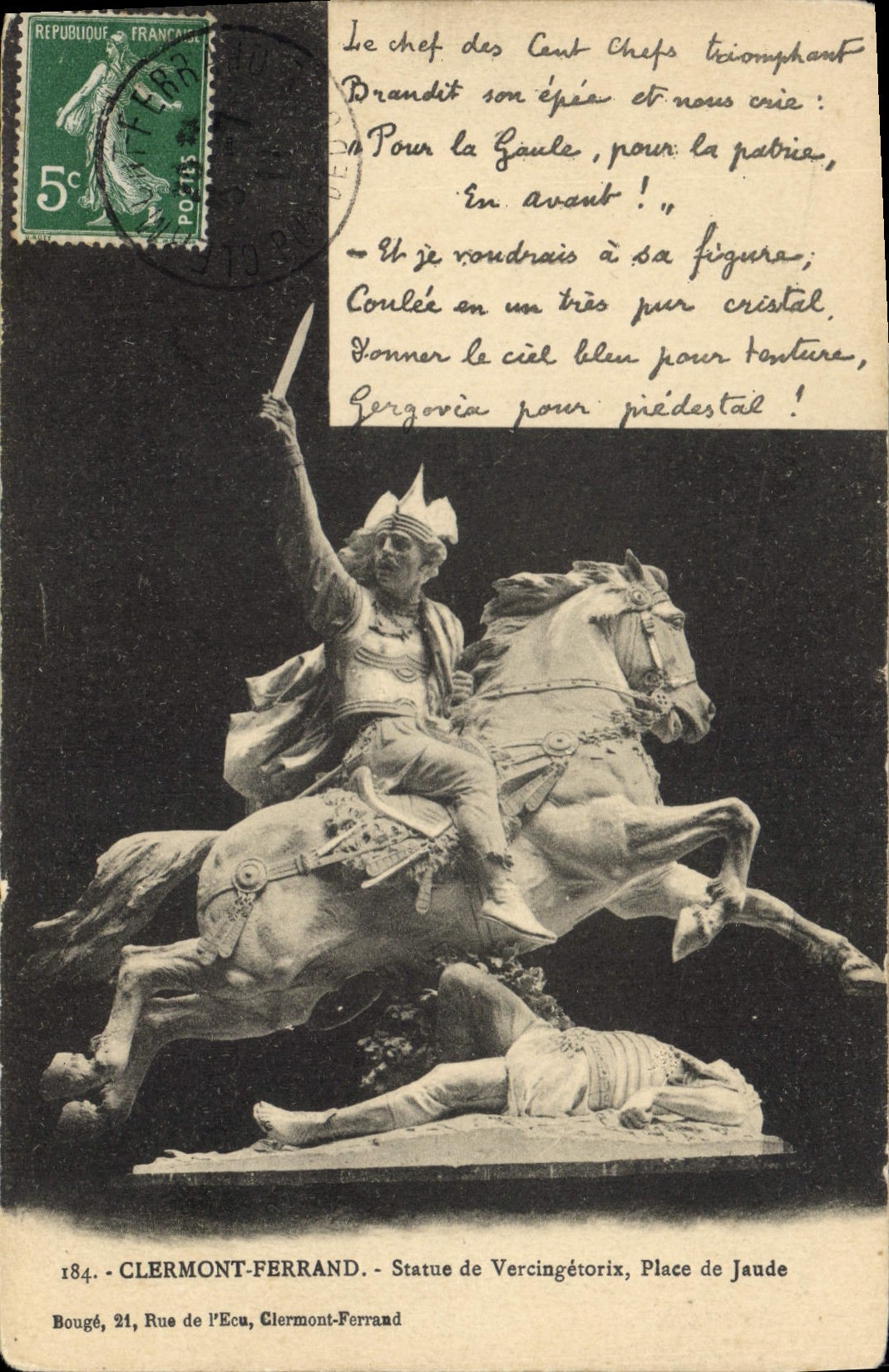 VINTAGE POSTCARD Clermont Ferrand Rules of Vercingetorix Place of Jaude