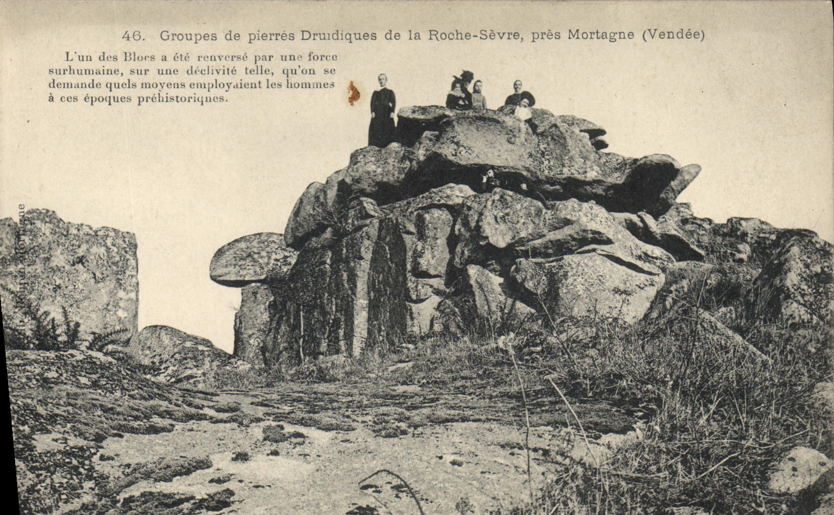 VINTAGE POSTCARD Groupe of druidic stones of the Rock Separates close Mortagne