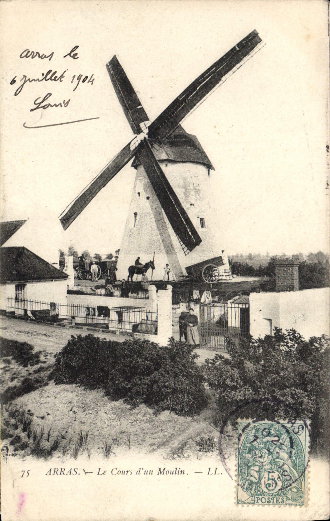 Molino de viento del Arras de la POSTAL de la VENDIMIA el curso del molino