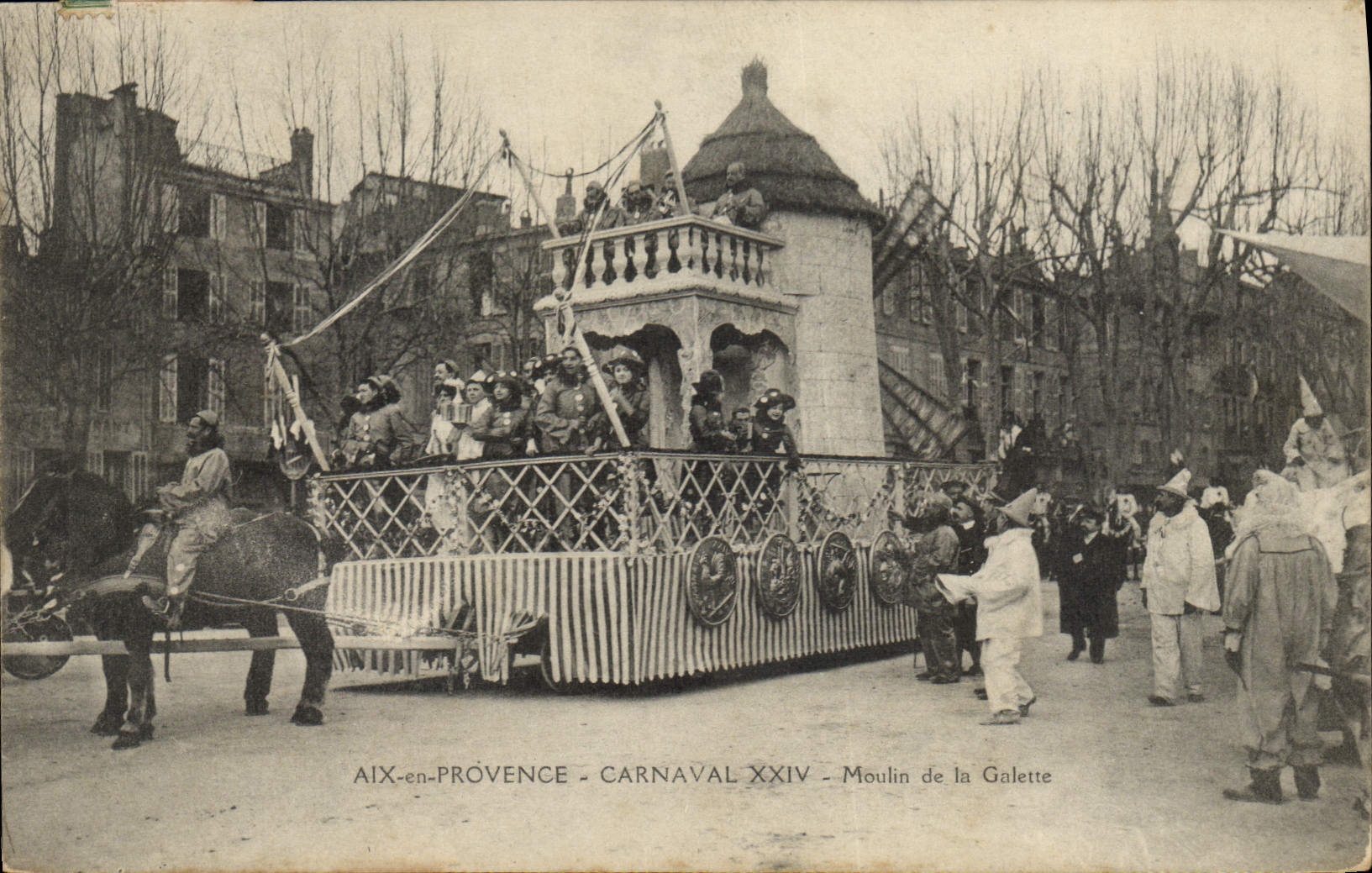 Molino de viento del Aix de la POSTAL de la VENDIMIA en el molino del carnaval XXIV de Provence de la oblea