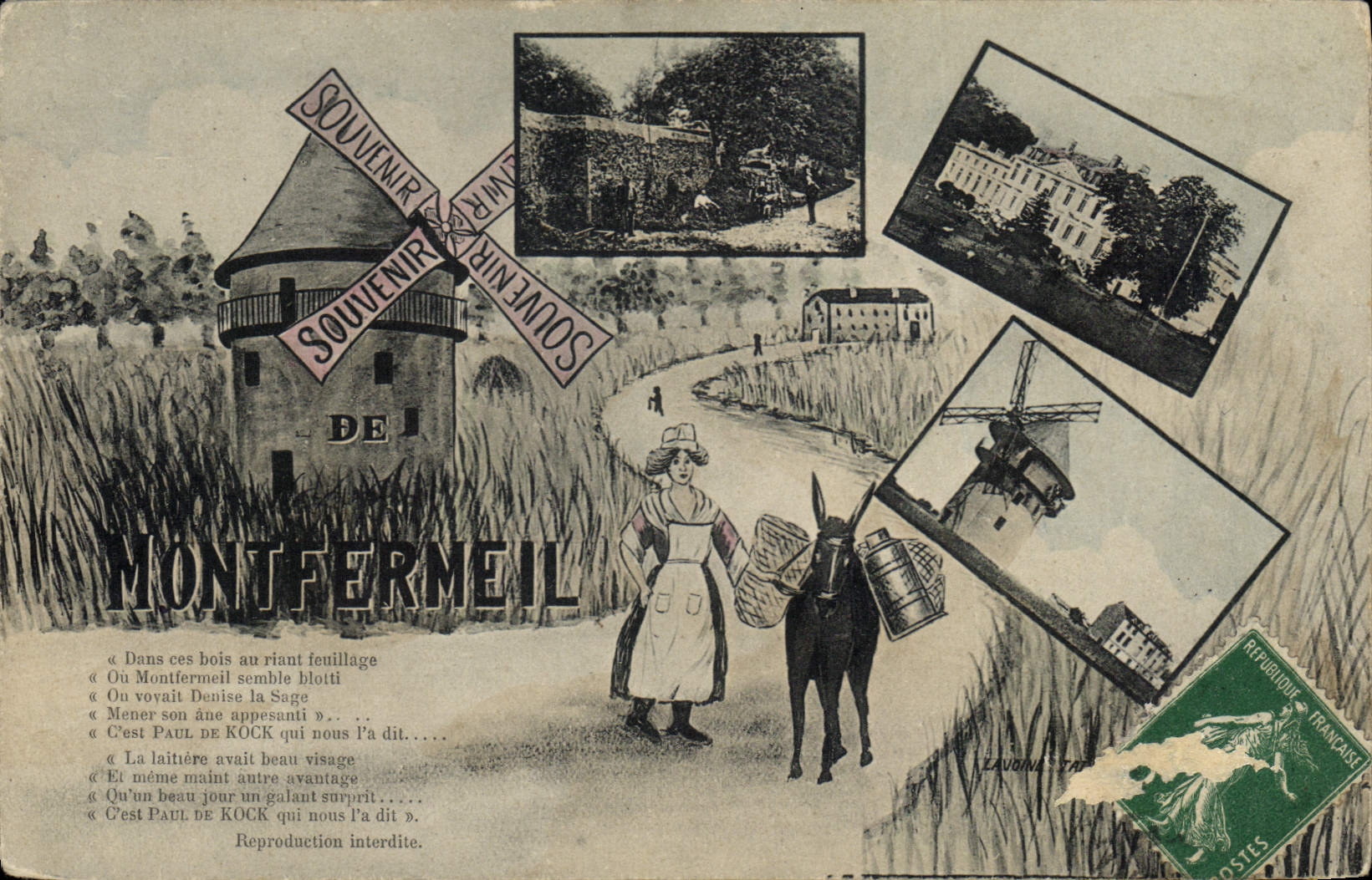 Molino de viento de Montfermeil de la POSTAL de la VENDIMIA