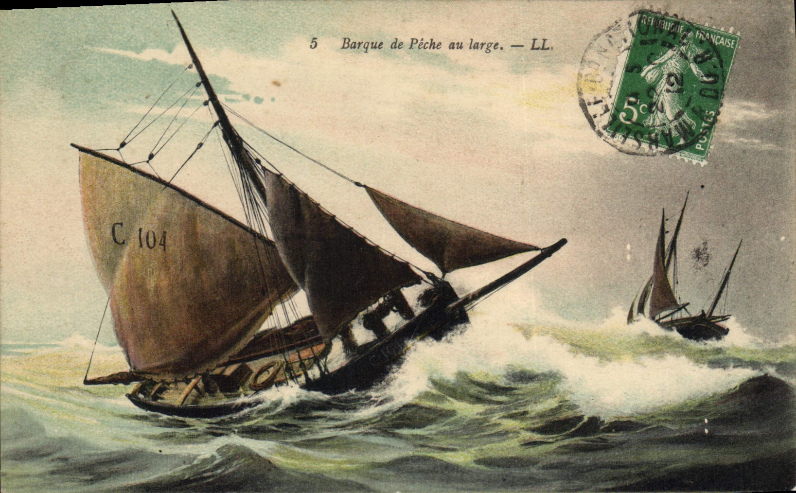 Barco de pesca del recipiente de la POSTAL de la VENDIMIA del pecado el amplio