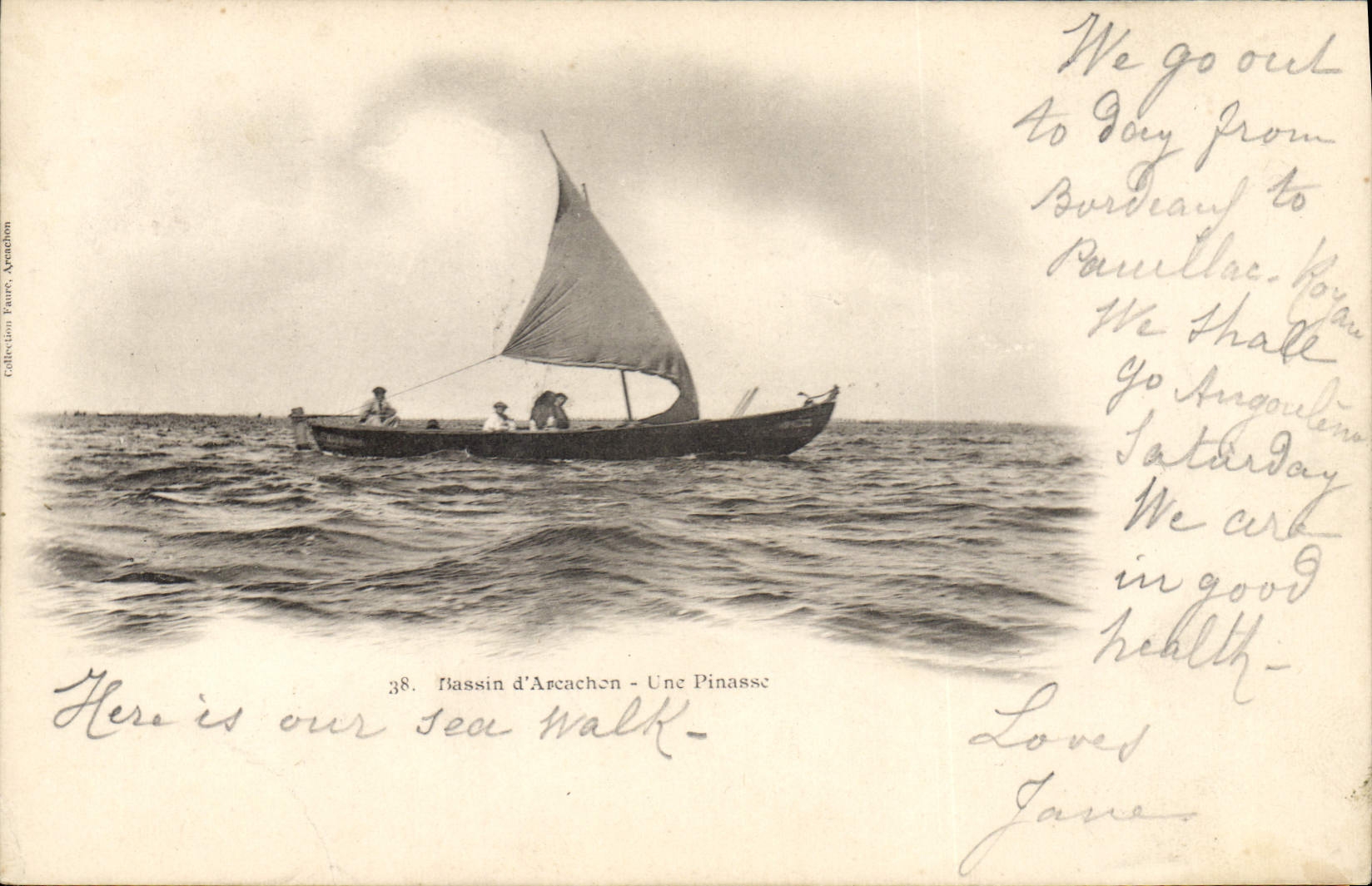 Lavabo del barco pesquero de la POSTAL de la VENDIMIA de Arcachon un pino de Noruega