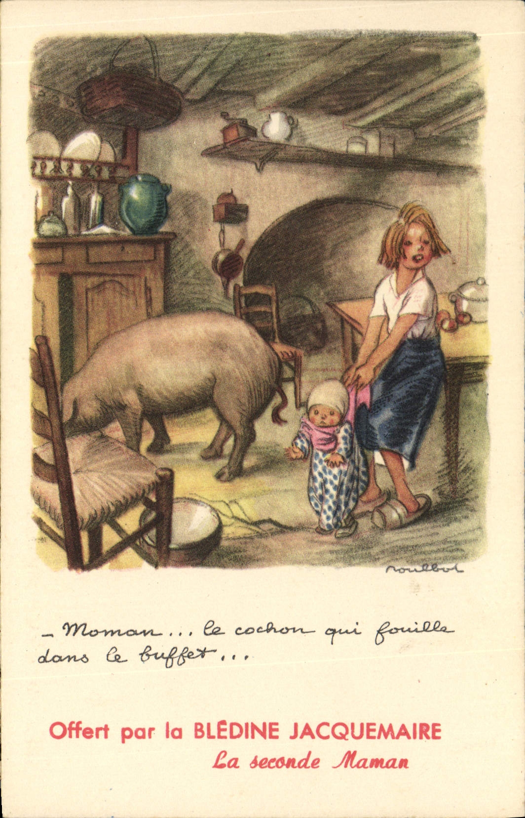 CPA Fantaisie Illustrateur Poulbot Cochon Porc