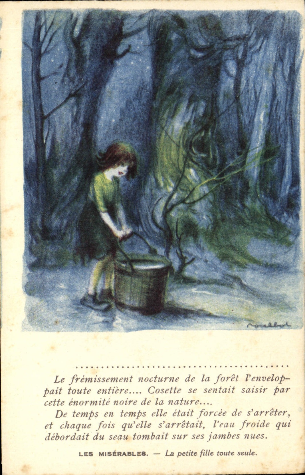 CPA Fantaisie Illustrateur Poulbot Victor Hugo Les Miserables La petite fille toute seule