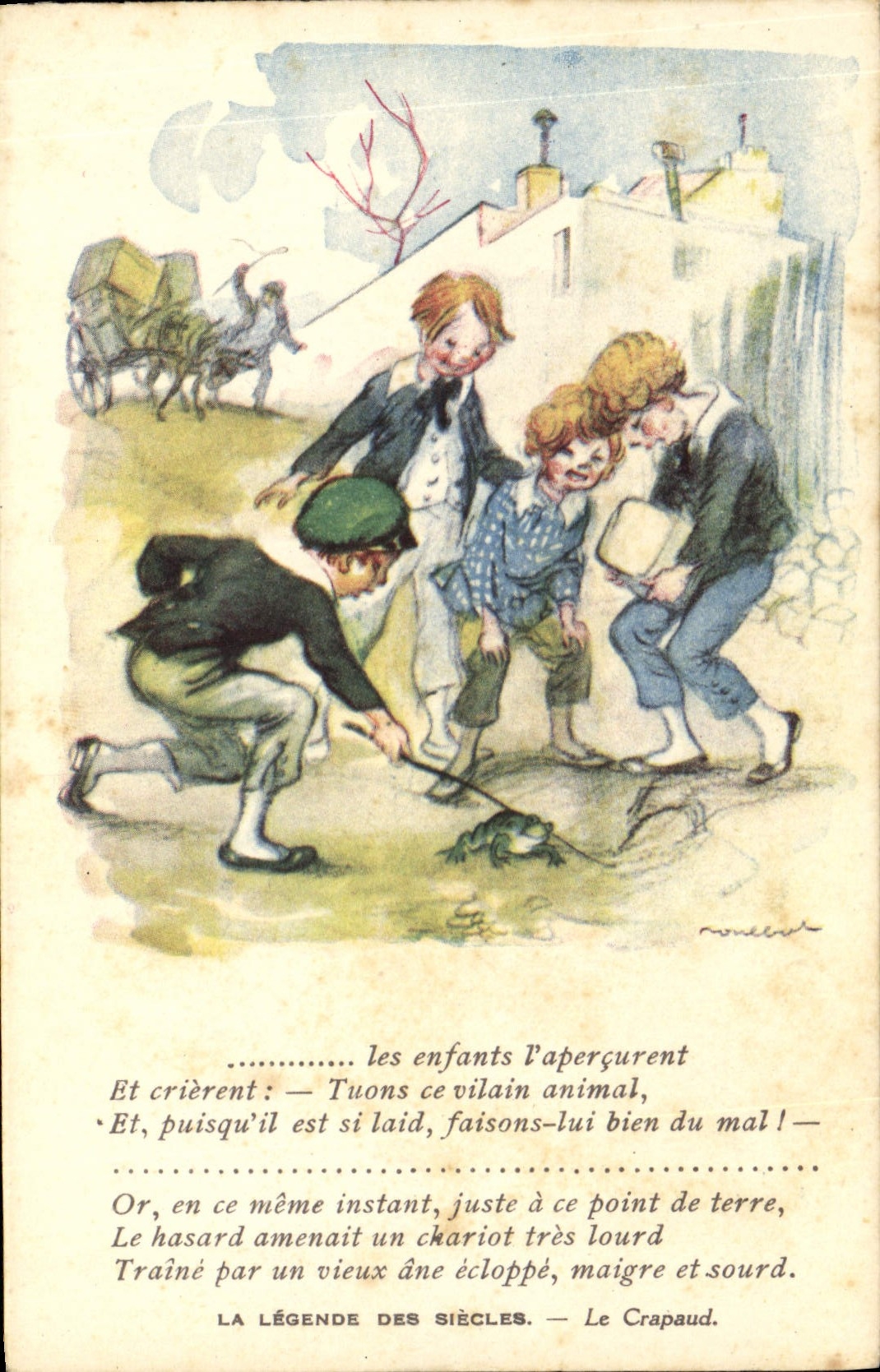 CPA Fantaisie Illustrateur Poulbot Victor Hugo La legende des siecles Le crapaud Grenouille