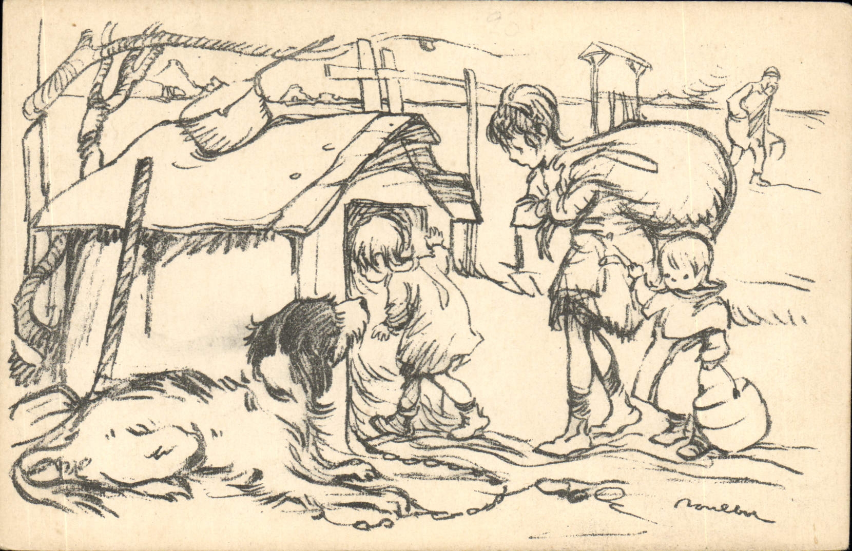 CPA Fantaisie Illustrateur Poulbot Chien