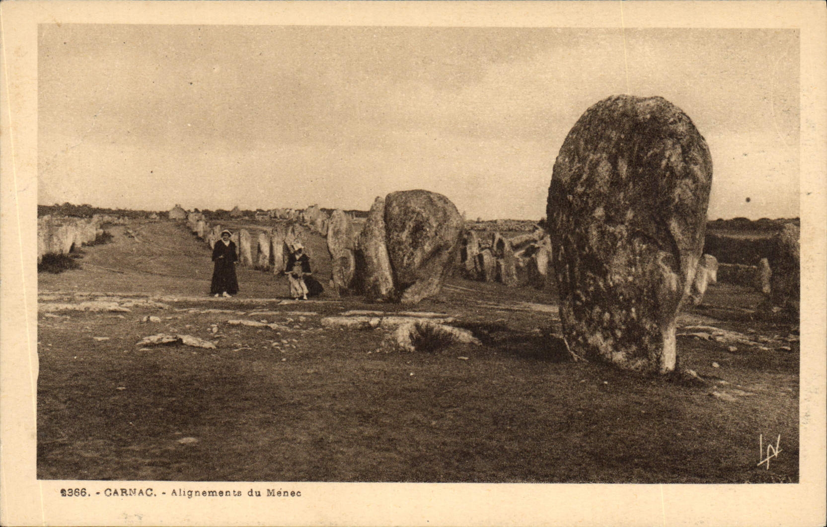 VINTAGE POSTCARD Dolmen Menhir Carnac Alignments of Menhir