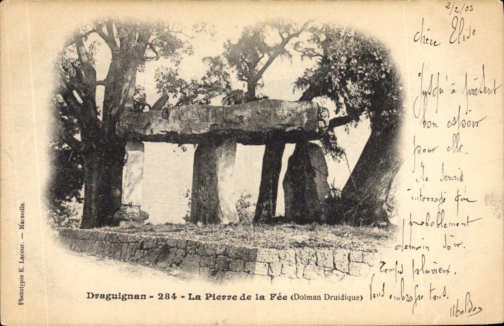 VINTAGE POSTCARD Dolmen Draguignan Menhir the druidic stone D ela Feel dolman