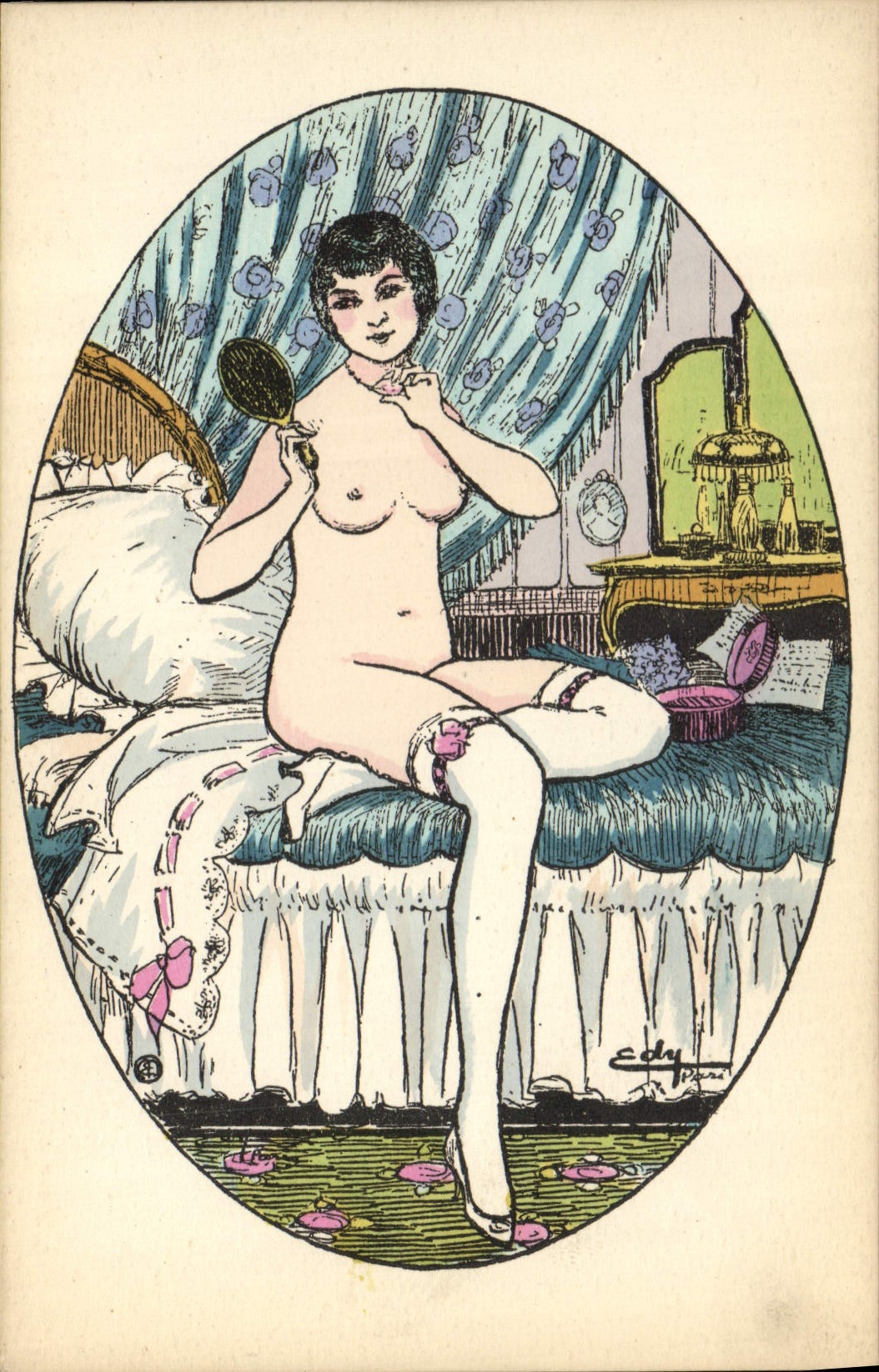 CPA Fantaisie Illustrateur Femme Nue erotique