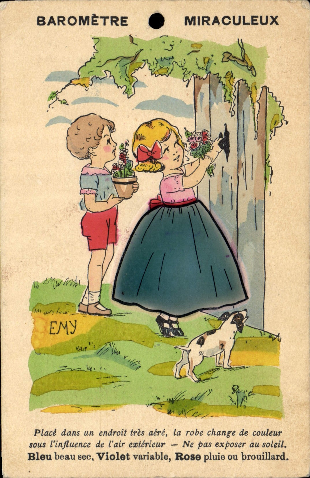 VINTAGE POSTCARD Fantasy Illustrator Children Miraculous Barometer Dog