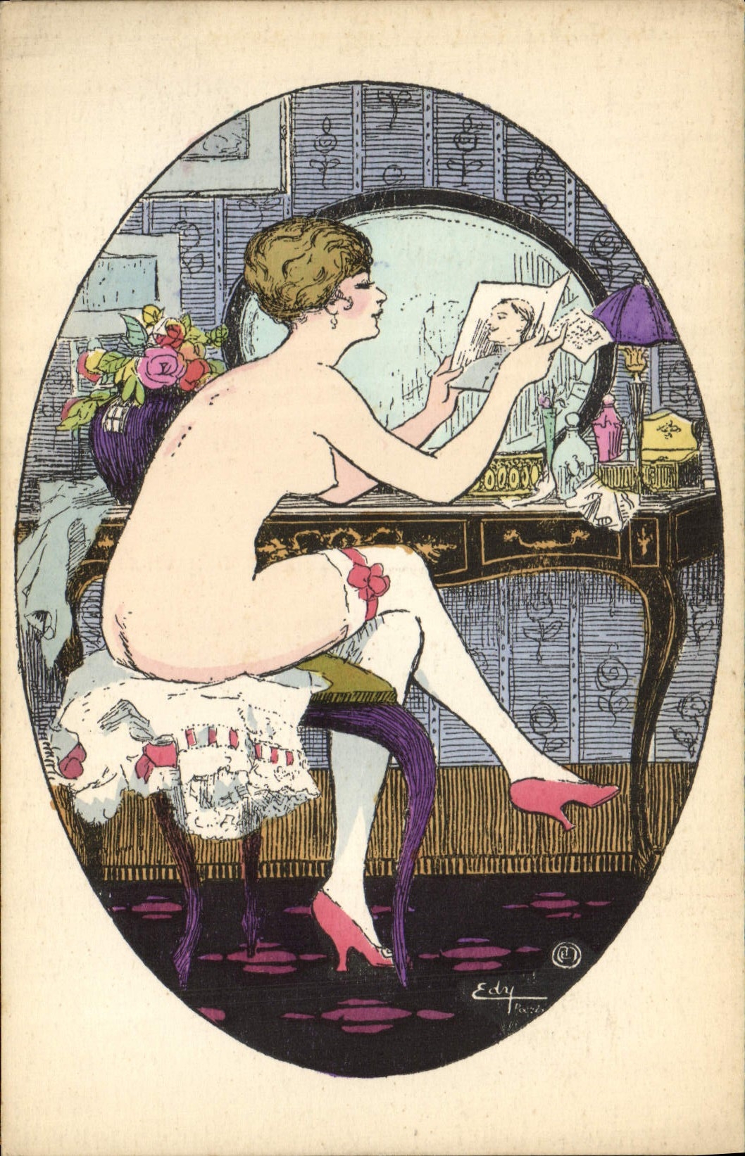 CPA Fantaisie Illustrateur Femme Nue erotique