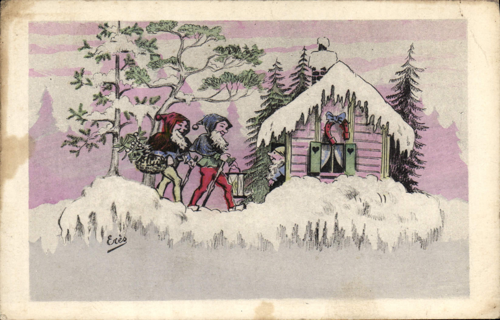 VINTAGE POSTCARD Fantasy Illustrator Dwarf Imps