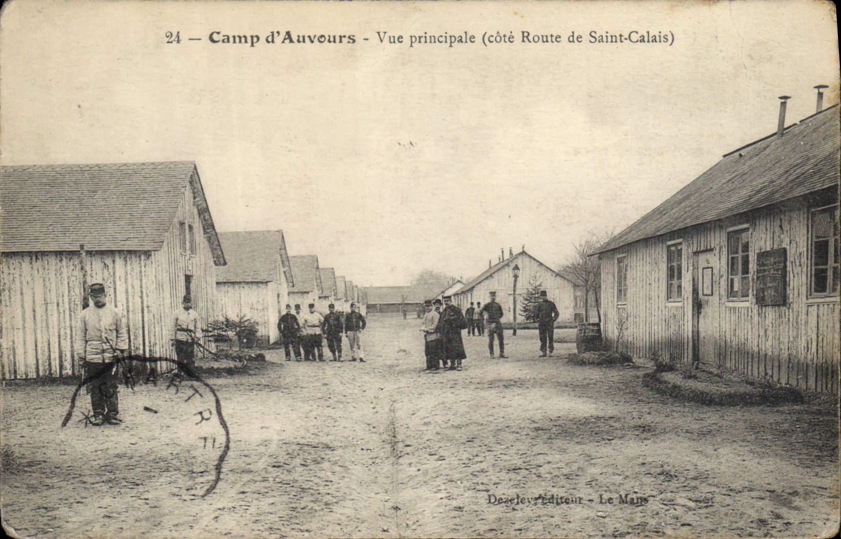 VINTAGE POSTCARD Fantasy Militaria Camp of Auvours Seen principal dimension road of Calais Saint