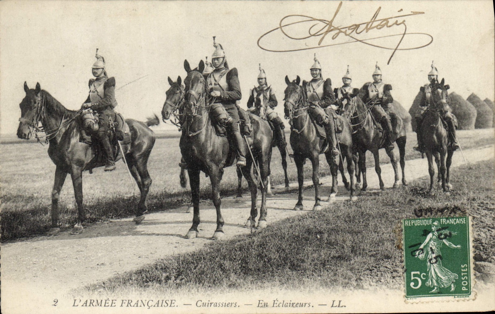 VINTAGE POSTCARD Fantasy Militaria Cuirassiers As scouts
