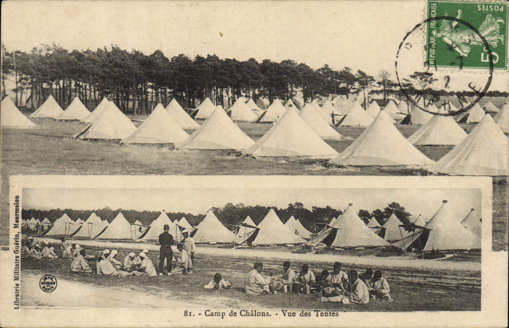 VINTAGE POSTCARD Fantasy Militaria Camp of Trawl-nets Seen of the tents