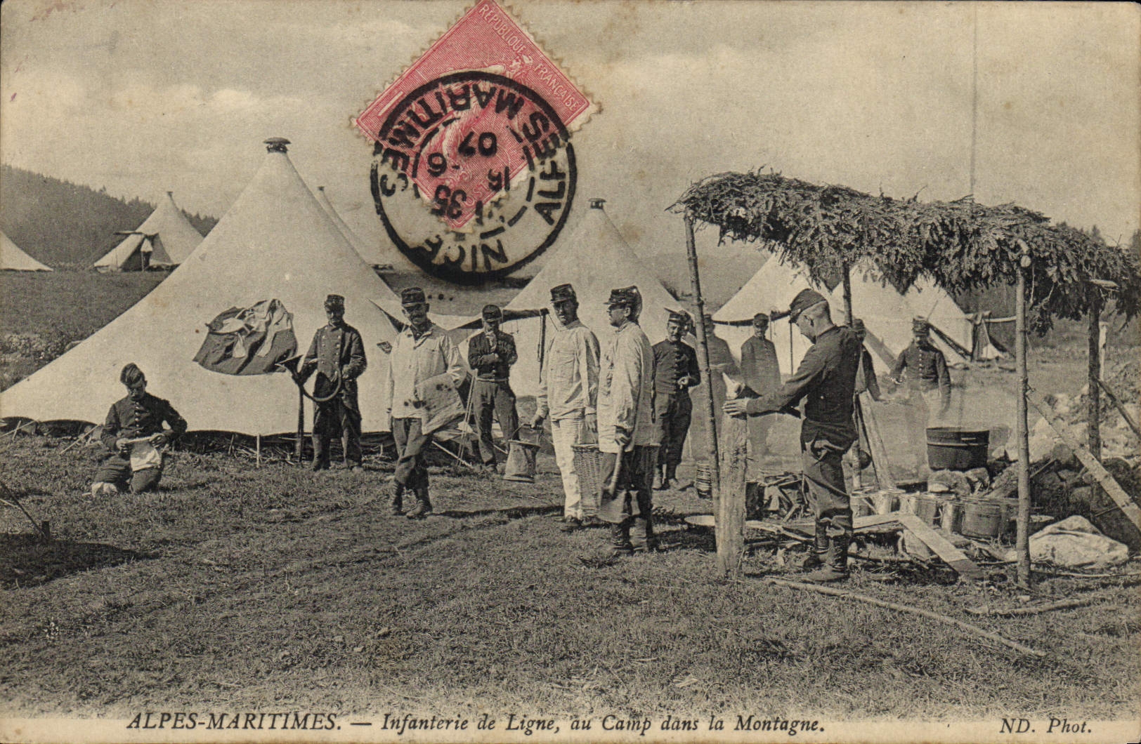 Fantasía Militaria de la POSTAL de la VENDIMIA la infantería marítima de las montan@as de la línea al campo en la montaña