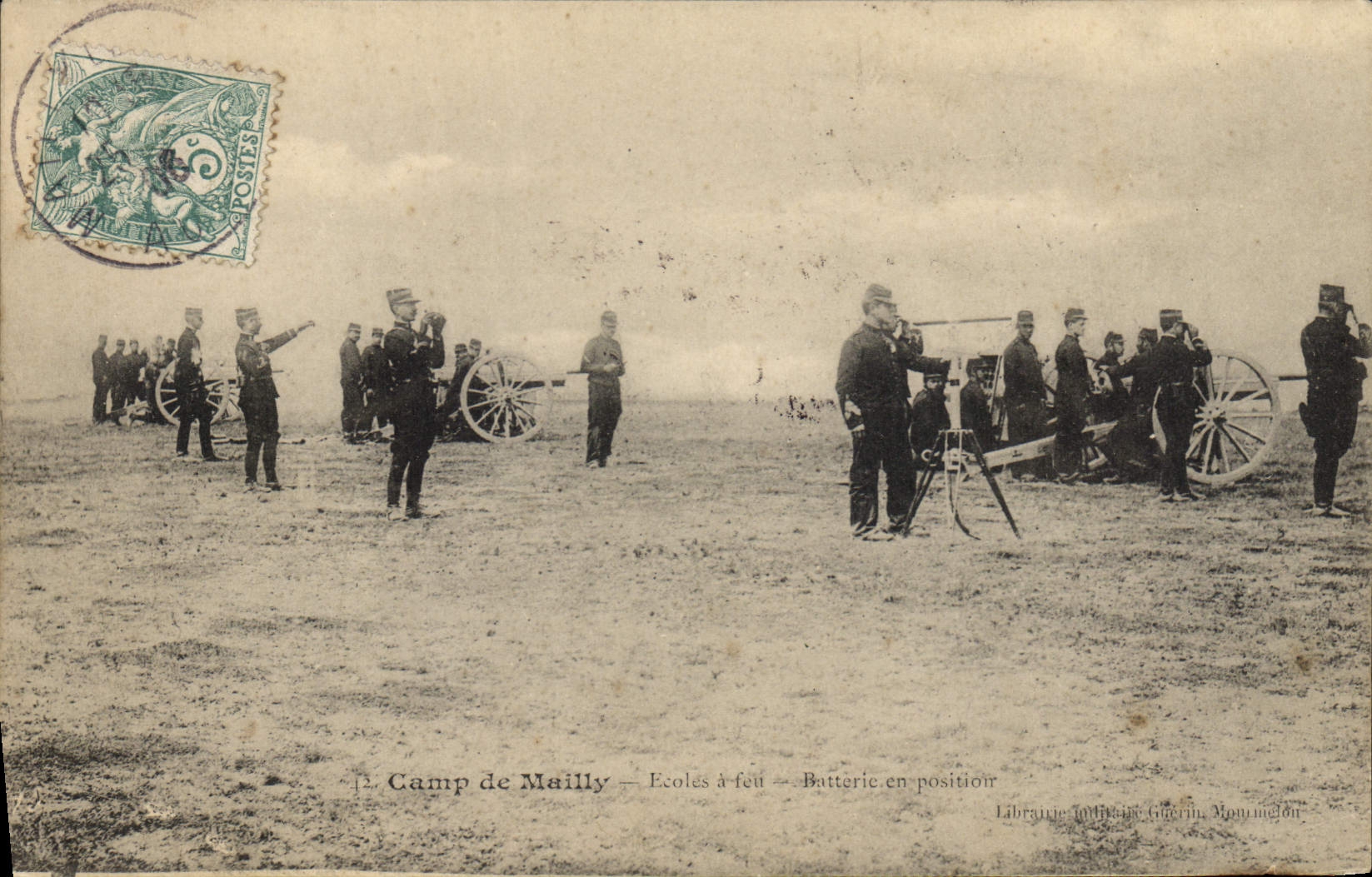 CPA Fantaisie Militaria Camp de Mailly Ecoles a feu Batterie en position