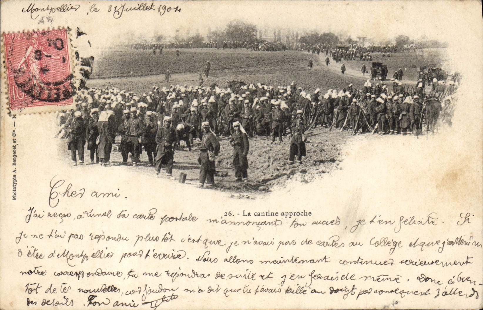 VINTAGE POSTCARD Fantaisie Militaria the canteen approaches