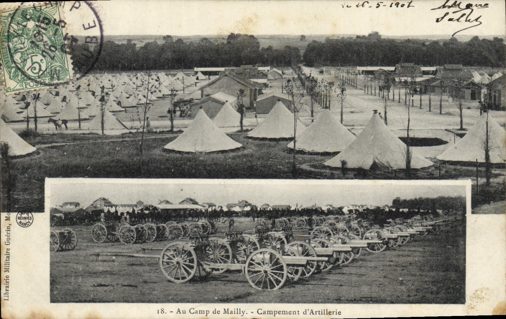 CPA Fantaisie Militaria Au camp de Mailly Campement d'artillerie 
