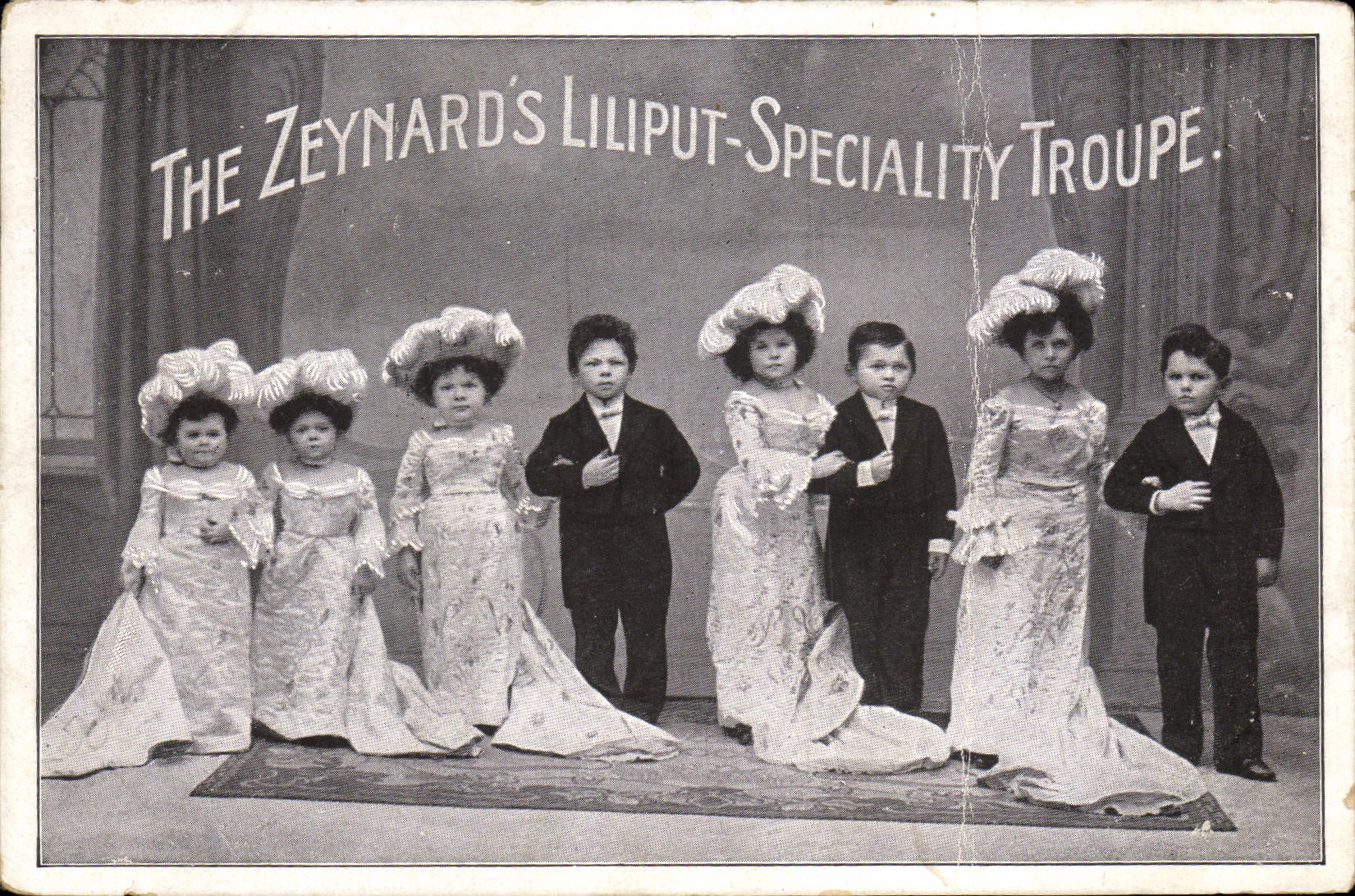 VINTAGE POSTCARD Dwarf Dwarves The Zeynard' S Liliput Speciality Troop