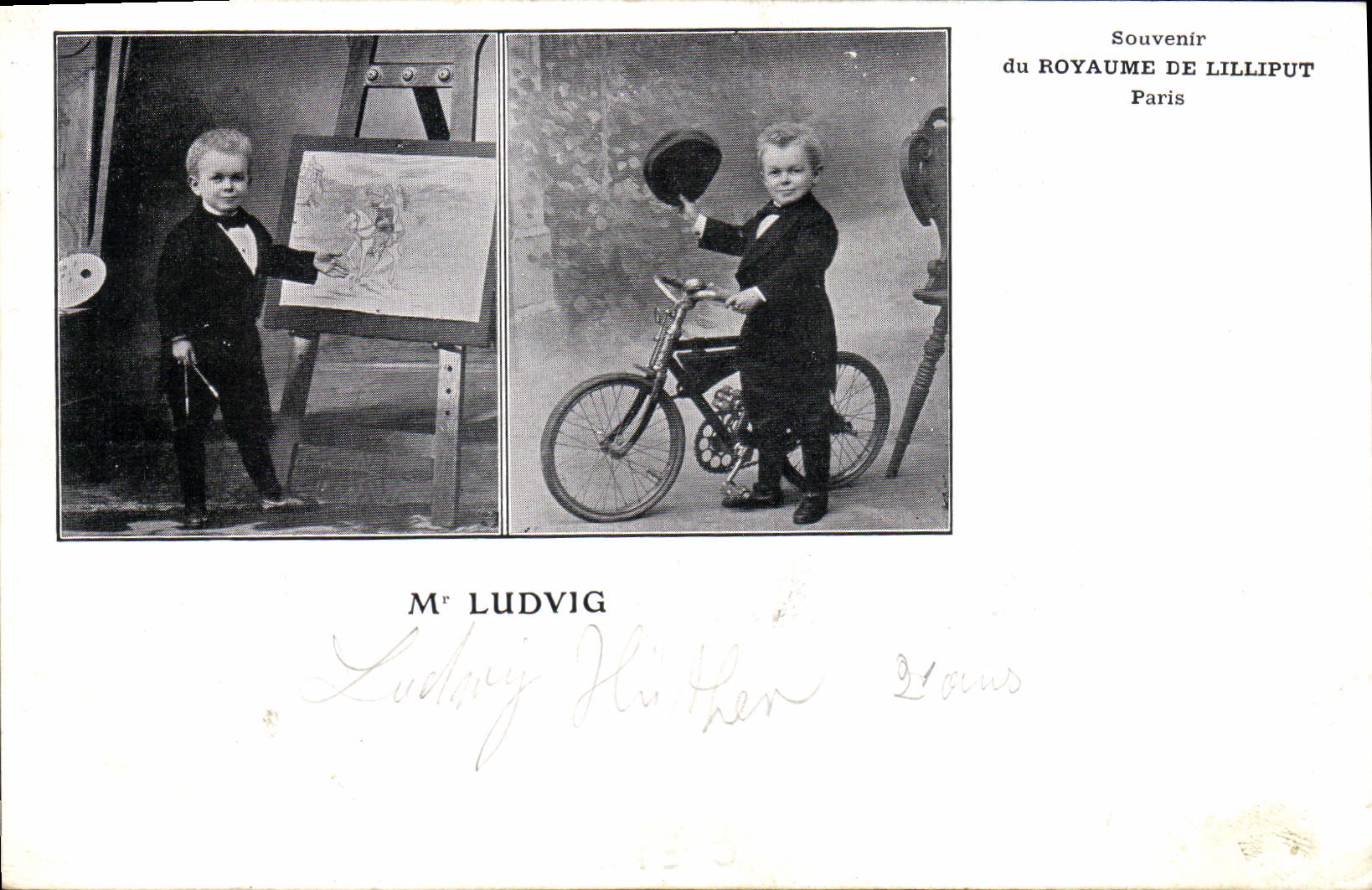 CPA Nain Nains Royaume de Lilliput Paris Mr Ludwig Velo Cycle