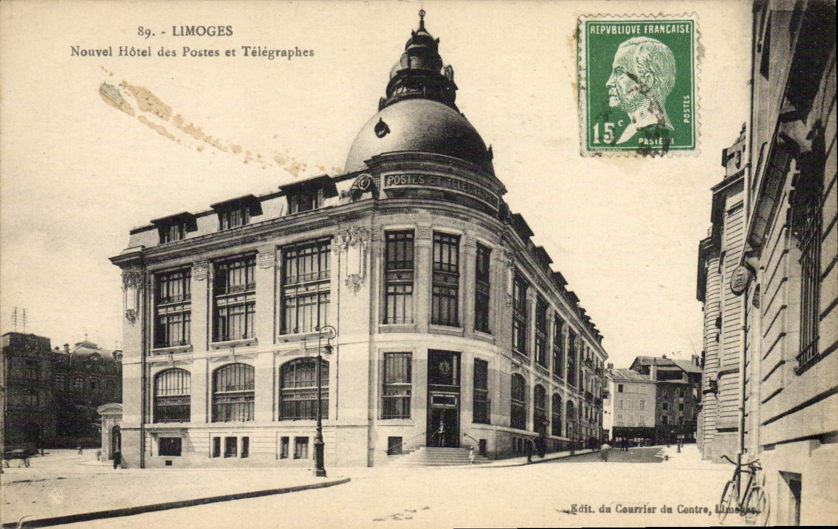 Edificio y telégrafos de la oficina de correos de la estación de Limoges de la POSTAL de la VENDIMIA nuevos