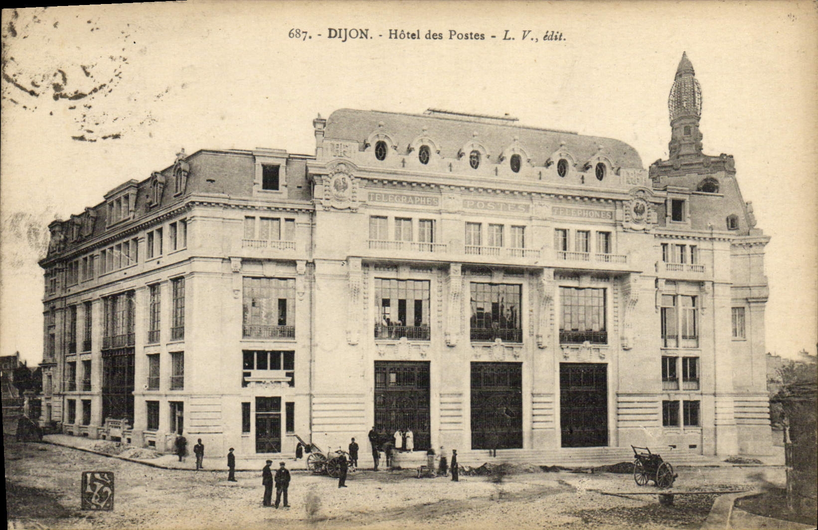 Edificio de la oficina de correos de Dijon de la estación de la POSTAL de la VENDIMIA